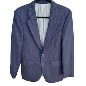 Nino Cerruti Vintage Mens Blue Gray Pinstripe Two-Button Single Breasted Blazer